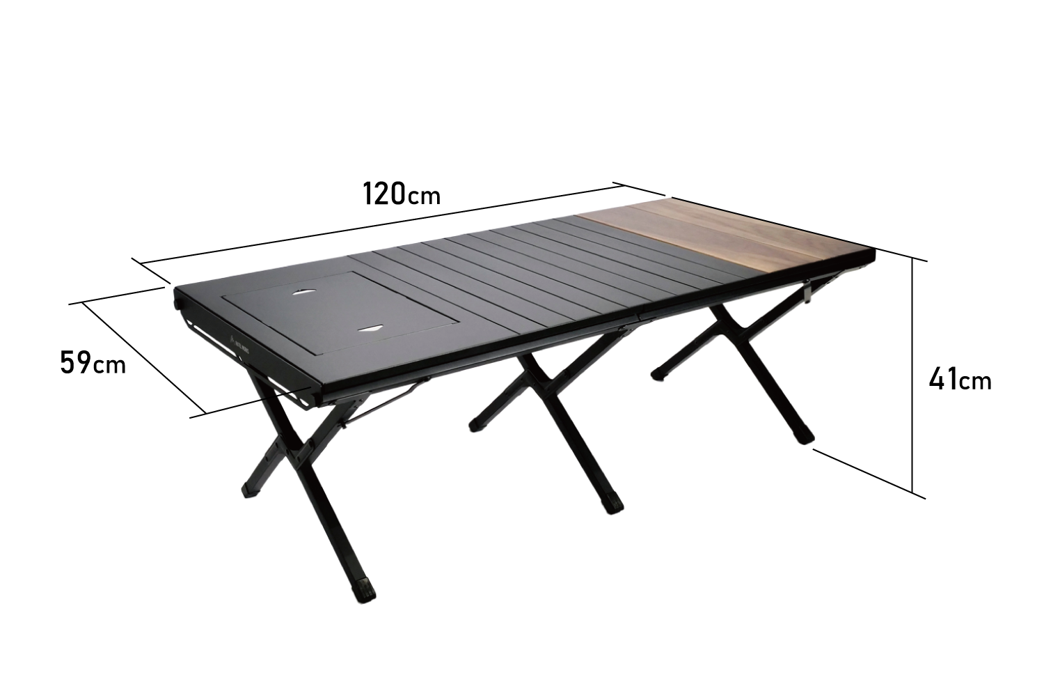 ウッドパネルテーブル120のサイズ